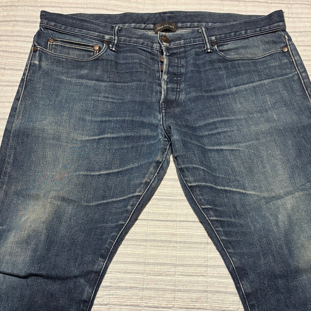 JOHN ELLIOTT Men's Blue Denim Jeans - Classic Slim Fit - MADE IN JAPAN